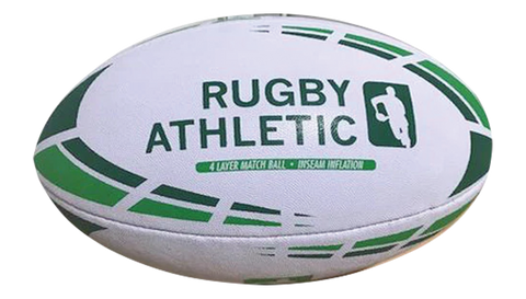 *White w/ Kelly Green + Forest Green Lines Rugby Ball - Size 5